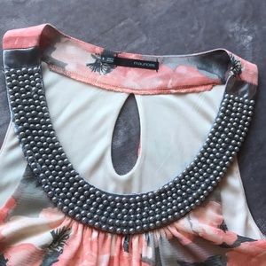 2 for $10 Pink and Gray Floral Blouse
